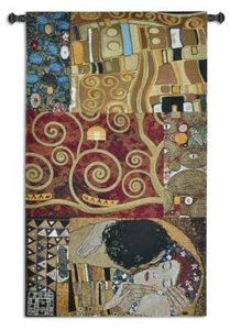 59x34 ELEMENTS TO A KISS Gustav Klimt Abstract Art Tapestry Wall Hanging - Picture 1 of 1