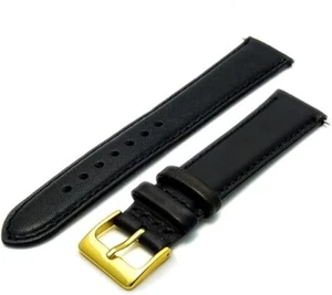 Black High-Quality Two-Piece Men's Ladies Genuine Soft Leather Watch Band Strap - Picture 1 of 3