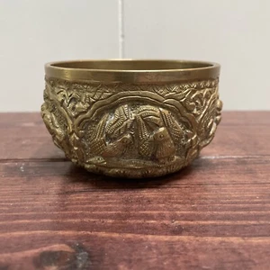 Schöne chinesische antike buddhistische Tempel Messing Opferschale Buddha & Blume - Bild 1 von 7