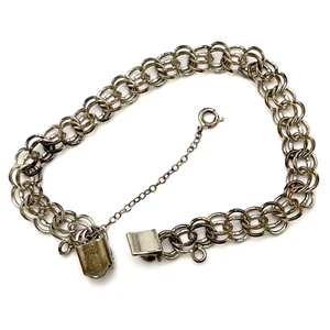 Elco Bettelarmband Vintage Doppelschlaufe Gliederkette 925 Sterlingsilber Schmuck 7,5 Zoll - Bild 1 von 7