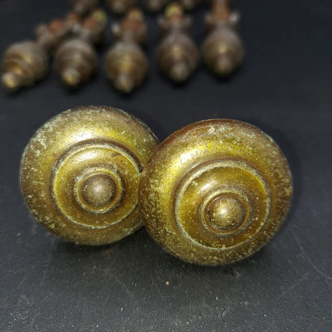 2 Vintage Round Small Brass Knobs Drawer Pull  Dresser Furniture dome hardware Cover