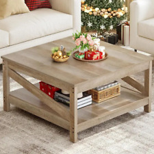 Rustic Farmhouse Wooden Square Coffee Table