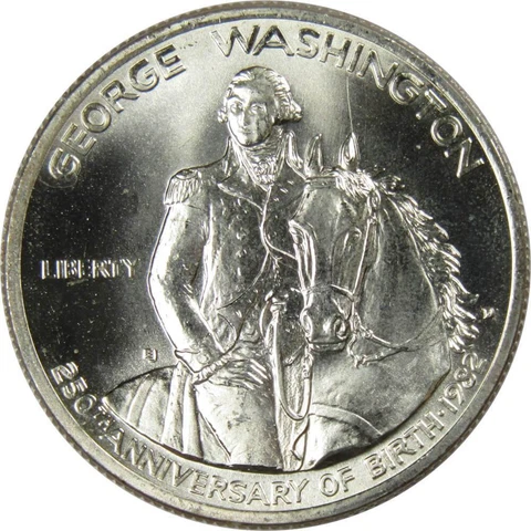 George Washington Commemorative 1982 D 90% Silver Half Dollar BU 50c Coin Cover