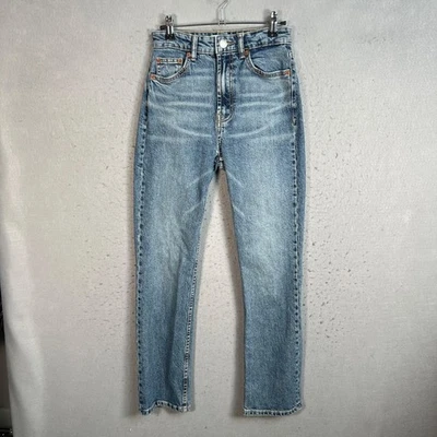Zara Womens Size 2 High-Waist Straight-Leg Blue Denim Jeans Cotton Blend - Image 1 of 4