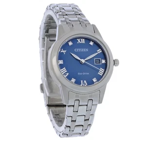 Citizen Eco-Drive Classic Damen Kristall Edelstahl blaues Zifferblatt Uhr FE1240-57L - Bild 1 von 3