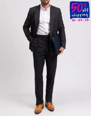 RRP€345 PAL ZILERI Wool Pleated Trousers IT56 US46 3XL Black Made in Italy - Image 1 of 4