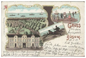 S8772/ Gruß aus Büsum Litho Seehundjagd 1901 - Picture 1 of 2