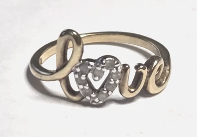 Anillo de Plata de Ley 925 "amor" con Corazón Chapado en Oro Talla 6 Foto 1 de 4