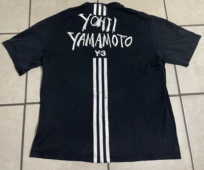 Camiseta para hombre Y-3 YOHJI YAMAMOTO Adidas talla mediana negra envejecida manchada Foto 1 de 4