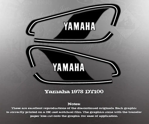 YAMAHA 1978 1979 DT100 DT 100 CALCOMANÍAS DE TANQUE GRÁFICOS COMO NOS Foto 1 de 1