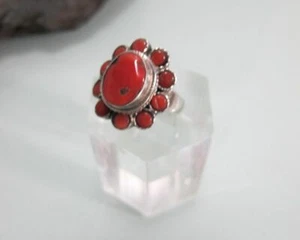 Ring 925 Silber Koralle sehr schick verarbeitet - Picture 1 of 3