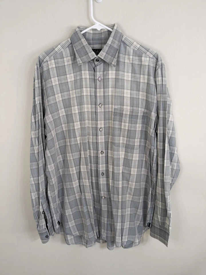 Camisa Isaia Napoli para hombre grande a cuadros con botones manga larga Foto 1 de 4