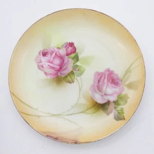 RS Germany Rose Patterned Plate, Floral Pink Flowers, Hand Painted, Gold 6" - Picture 1 of 6