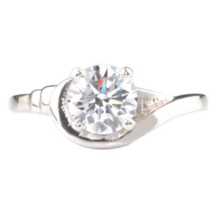 0.47Ct 5.00mm G-H VS2 Natural White Diamond Engagement Ring In 14KT White Gold - Picture 1 of 13