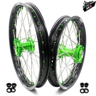 Ruedas pequeñas para niños KKE 17/14 aptas para Kawasaki KX85 2001-2025/KX80 KX100 pezón verde Foto 1 de 4