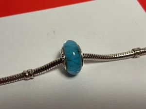 Pandora Turquoise Looking Glass Murano Charm Retired - Picture 1 of 4