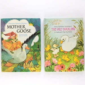 Mother Goose & The Ugly Duckling Vintage Pop-Up Books, Hallmark, Bedtime Stories - Foto 1 di 19