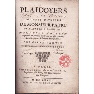 Plaidoyers et Œuvres diverses de Monsieur PATRU en 2 parties Ex-libris 1681 RARE - Picture 1 of 2