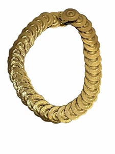 Vintage 1990er goldfarben gehämmert Münzen Medaillon Stretch Gürtel Einheitsgröße Bauchtänzerin - Bild 1 von 9