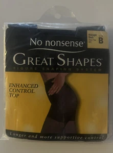 No Nonsense Great Shapes Enhanced Control Top Midnight Black, Sheer Toe Size B. - Picture 1 of 2
