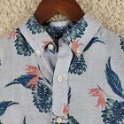 Chaps Hawaiian Floral Shirt Men's S Small Linen Blend Leaf S/S Button-Down EUC
