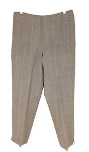 Talbots Linen Silk Pants Size 12 Soft Tan Pink Blue Plaid Academia - Picture 1 of 12