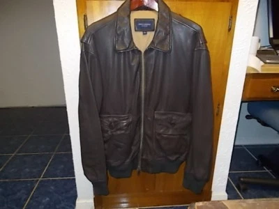 Vintage Daniel Cremieux Brown Leather Coat New Men's Bomber Jacket Large  - Image 1 of 4