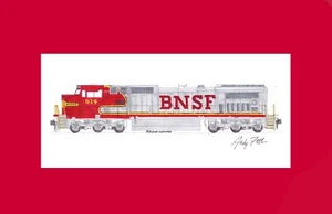 Estampado enmarañado BNSF C40-8W #814 11""x17"" firmado por Andy Fletcher - Imagen 1 de 1