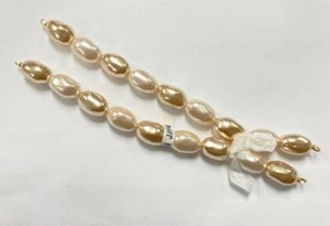 2 VINTAGE JAPAN KULTUR & GOLD PERLEN ACRYL OVAL PERLEN 7" ABSCHNITTE 4263 - Bild 1 von 3