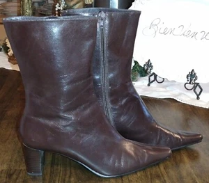 Stivali Nine West Jublianto in pelle 9,5 M marrone tacco 3" zip intera donna a punta - Foto 1 di 20