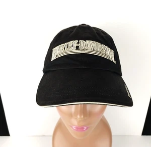 Vintage Harley Davidson Motorcycles Mens Black Strapback Cap Hat Adjustable OSFA - Picture 1 of 7