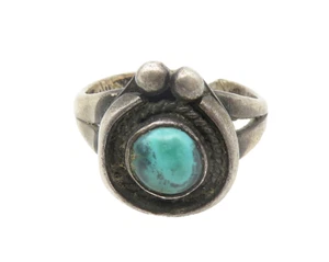 NAVAJO 925 Sterling Silver Vintage Antique Malachite Band Ring Sz 9 RG11077 - Picture 1 of 4