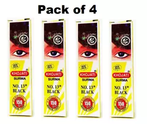 Khojati Surma No.13 Natural BLACK Surma Kohl Kajal Eyeliner Powder كحل pack of 4 - Picture 1 of 3