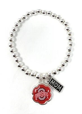 FTH Ohio State Buckeyes Hazel Mom Charm Bead Stretch Bracelet Licensed USA - Image 1 of 4