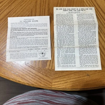 Vintage W. R. Weaver Scope Riflescope KV Weaver Paperwork Advertisement - Image 1 of 4