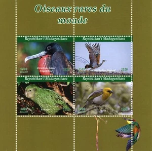 Madagascar Rare Birds on Stamps 2020 CTO Parrots Kakapo Frigatebird 4v M/S II - Picture 1 of 1