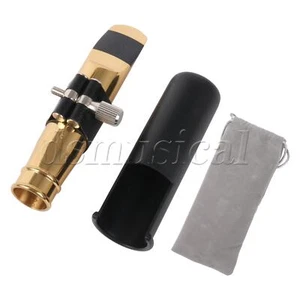Tenorsaxophon Mundstück 8# vergoldet Klemmkappe Kit für Reparatur mit Tasche - Bild 1 von 8