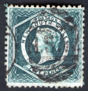 NSW Sc 56 5d Dark Green QV Watermark Crown NSW Used F 1884 (B) - Picture 1 of 2