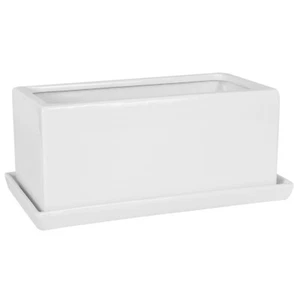 Sottovaso in ceramica trogolo vaso da fiori cactus bonsai piante grasse rettangolare bianco - Foto 1 di 6