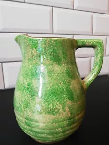 Large Govaneroft Glasgow Green Lustre Ware Creamer Jug 7inch Mottled Finish - Picture 1 of 7