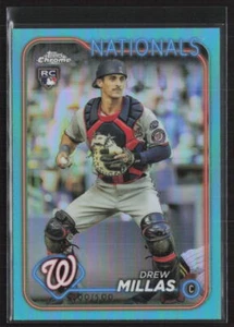 2024 Topps Chrome #85 Drew Millas Aqua Refractor SN #/199 Washington Nationals - Picture 1 of 2