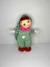 Vintage 8” Snow Baby Christmas Ornament Flocked Elf Child with Striped Hat Pink