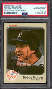 1983 FLEER #390  Bobby Murcer YANKEES SIGNED AUTOGRAPH CARD  PSA / DNA AUTHENTIC - Picture 1 of 2