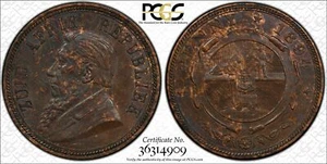 1894 Südafrika 1D One Penny PCGS MS62 geringe Auflage - Bild 1 von 2