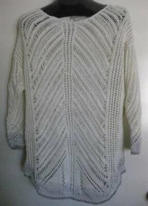 COLDWATER CREEK crochet dipped pullover sweater 2XL white gray - Picture 1 of 6