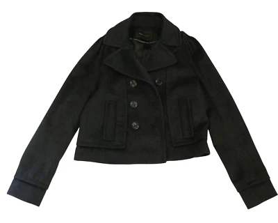 Blazer Abrigo de Lana BCBG Maxazaria Chaquetón Carbón Doble Pecho Talla S Foto 1 de 4