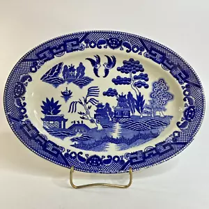 Blue Willow Oval Platter Blue and White Transferware Marked Japan 12.5 x 9 in - Picture 1 of 12