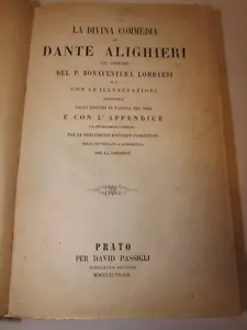 La Divina Commedia Di Dante Alighieri Inferno 1847 Lombardi Prato - Bild 1 von 5