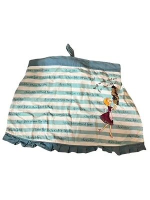 Ritz Cooking Kitchen Apron Blue White Stripe Will Wash Dishes for Chocolate - Image 1 of 4
