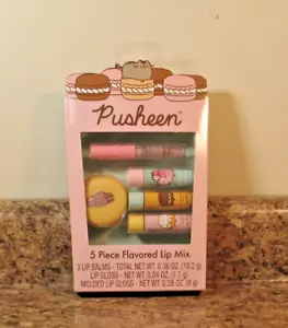 Pusheen 5 Piece Flavored Lip Mix Set 3 LIP BALMS 2 LIP GLOSS - Picture 1 of 3
